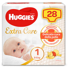 Carica l'immagine nel visualizzatore di Gallery, Huggies Bebè Extra Care Pannolini, Taglia 1 (2-5 kg), 1 Pacco da 28 Pezzi 28 pezzi Taglia 1