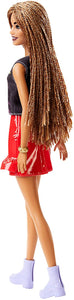 Barbie Fashionista, Bambola Afroamericana con Top Fantasia e Gonna Lucida Rossa, Giocattolo per Bambini 3+ anni, FXL56