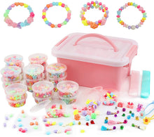 Carica l'immagine nel visualizzatore di Gallery, Herefun Perline Colorate Kit, Perline e Creazione di Gioielli Set di Perline Fai da Te Braccialetti Necklace Fai da Te Set, Perline Arte dei Bambini con Scatola Fare Perline per Ragazze