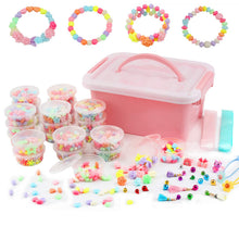 Carica l'immagine nel visualizzatore di Gallery, Herefun Perline Colorate Kit, Perline e Creazione di Gioielli Set di Perline Fai da Te Braccialetti Necklace Fai da Te Set, Perline Arte dei Bambini con Scatola Fare Perline per Ragazze
