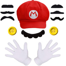 Carica l'immagine nel visualizzatore di Gallery, iZoeL Super Mario Costume, Red Hat 2X White Gloves 7X Mustache 5cm... - Ilgrandebazar