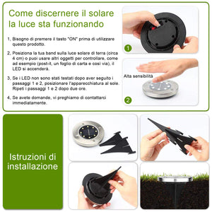 QSSTech Luci Solari Giardino 8 LED,Luci led da 4 Pezzi Bianco Freddo