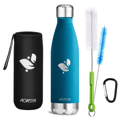 Aorin Doppia bottiglia per vuoto in acciaio inossidabile, processo 500ml, Blu - Ilgrandebazar