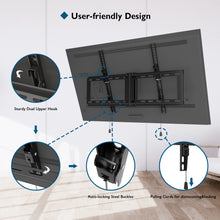 Carica l'immagine nel visualizzatore di Gallery, BONTEC Supporto da Parete per TV LCD LED e Curvi da 37-82 Pollici, Inclinabile Staffa, 65'' per Televisore, Max VESA 600x400mm, Fino a 60 kg, con Fascette per Cavi