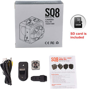 Mini Spy Camera Videocamera Nascosta con Micro sd 32GB, 1080P Microcamera Spia Con Visione Notturna Rilevamento Di Movimento per Esterno/Interno