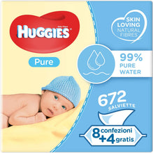 Carica l'immagine nel visualizzatore di Gallery, Huggies Pure Salviette Umidificate per Bambini, 12 Pacchi da 56 Pezzi