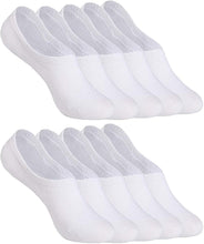Carica l'immagine nel visualizzatore di Gallery, YOUCHAN Calzini Donna Uomo Fantasmini Calze 10 Paia Invisibili Sportive Antiscivolo Cotone con Taglio Basso-Bianco-47-50