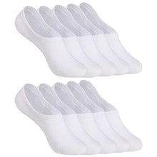 Carica l'immagine nel visualizzatore di Gallery, YOUCHAN Calzini Donna Uomo Fantasmini Calze 10 Paia Invisibili Sportive Antiscivolo Cotone con Taglio Basso-Bianco-47-50