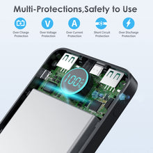 Carica l&#39;immagine nel visualizzatore di Gallery, AXNEB Power Bank 13800mAh,Ultra Sottile &amp; Leggero Caricatore Portatile con Display LCD,3A PD USB C Ingressi&amp;Uscite Powerbank con Torcia LED Batteria Esterna per iPhone Samsung Huawei Xiaomi ECC-Nero