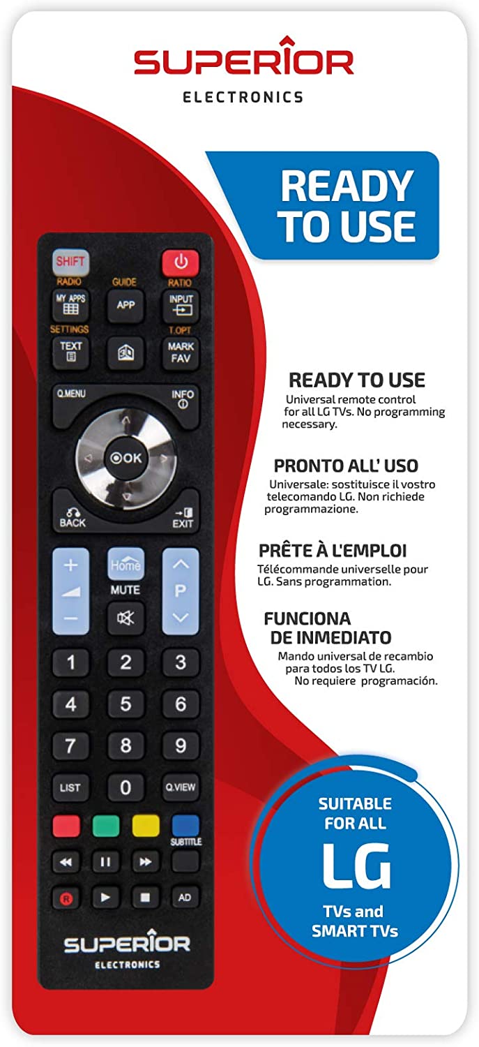 Superior LG Replacement - Telecomando di ricambio universale compatibile con tutti i TV e SMART TV di marca LG - Pronto all'uso non richiede programmazione