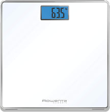 Carica l'immagine nel visualizzatore di Gallery, Rowenta BS1501 Classic, bilancia pesapersone elettronica, 31x31 cm, fino a 160 Kg con graduazione di precisione ogni 100g, spessore di 22 mm, batterie incluse, vetro temperato, bianco