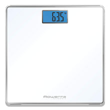 Carica l'immagine nel visualizzatore di Gallery, Rowenta BS1501 Classic, bilancia pesapersone elettronica, 31x31 cm, fino a 160 Kg con graduazione di precisione ogni 100g, spessore di 22 mm, batterie incluse, vetro temperato, bianco