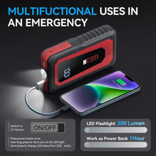 Carica l'immagine nel visualizzatore di Gallery, Avviatore di emergenza per auto, 2000A 20000mAh Avviatore per batteria per auto/moto Avviatore di emergenza per auto 12V Power bank portatile, torcia a LED, porta USB per smartphone
