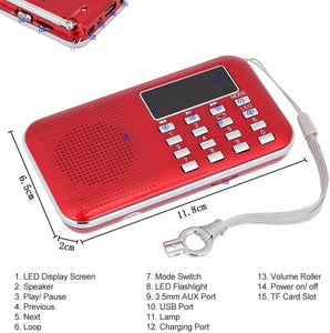 docooler Radio Altoparlanti Portatili Radio Portabile con Display LCD Supporto Lettore U Disco e Micro SD Card AUX MP3 Support USB Drive TF Card AUX-in Earphone-out