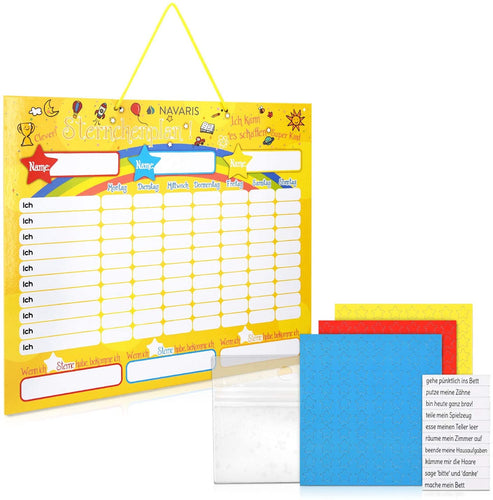Navaris Tabellone delle Ricompense Bambini - Tabella Magnetica 40x32cm da Appendere 250x Stelline 1x Pennarello - Calendario premia-Bimbi - Tedesco