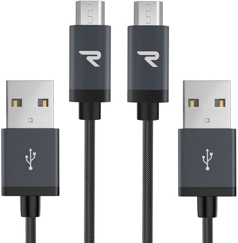 Cavo Micro USB [ 1M - 2Pezzi ] Rampow Trasferimento Dati e Ricarica Rapida, Antigroviglio Nylon, Cavo USB Micro USB Compatibile per Samsung S7/S6, Xiaomi, Huawei - Grigio siderale