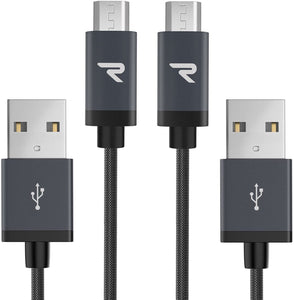 Cavo Micro USB [ 1M - 2Pezzi ] Rampow Trasferimento Dati e Ricarica Rapida, Antigroviglio Nylon, Cavo USB Micro USB Compatibile per Samsung S7/S6, Xiaomi, Huawei - Grigio siderale