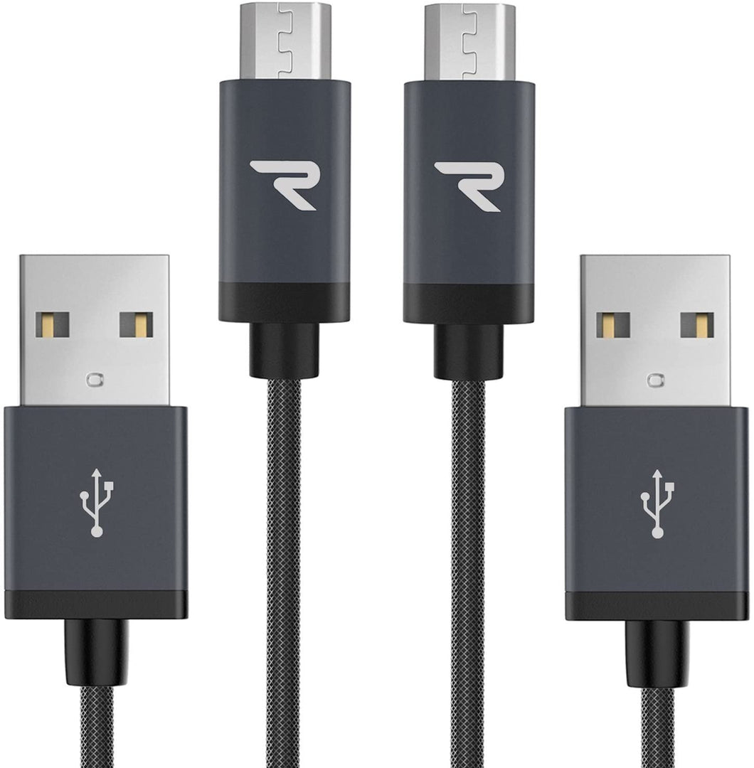 Cavo Micro USB [ 1M - 2Pezzi ] Rampow Trasferimento Dati e Ricarica Rapida, Antigroviglio Nylon, Cavo USB Micro USB Compatibile per Samsung S7/S6, Xiaomi, Huawei - Grigio siderale