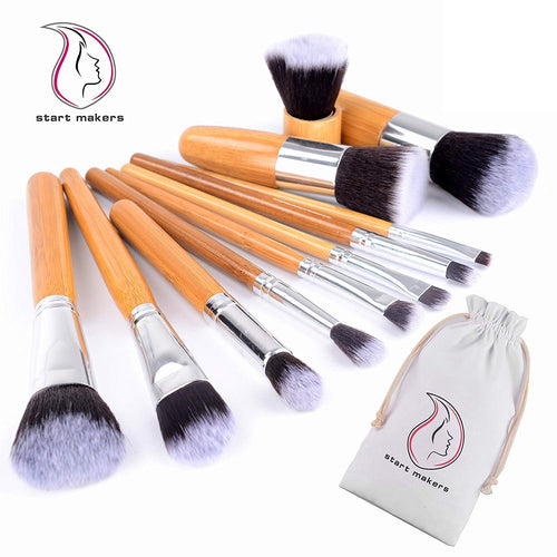 Start Makers Pennelli Make up in Bambù -12 Naturali per il Trucco -...