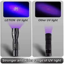 Carica l&#39;immagine nel visualizzatore di Gallery, LETION Torcia UV LED Lampada Tascabile, compatto, portatile, Nero - Ilgrandebazar