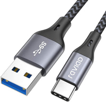 Carica l'immagine nel visualizzatore di Gallery, Cavo USB C a USB 3.0 A, RAVIAD Nylon Intrecciato Cavo USB Tipo C di Ricarica Rapida e Trasmissione per Samsung Galaxy S10/ S9/ S8, Huawei P30/ P20/ Mate20, Sony Xperia XZ, Xiaomi - 3M Grigio