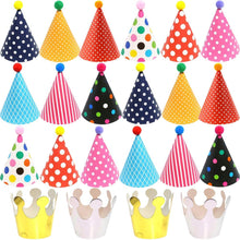 Carica l&#39;immagine nel visualizzatore di Gallery, BESTZY 22pcs Cappellini per Feste Compleanno Bambini Carta...