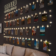Carica l&#39;immagine nel visualizzatore di Gallery, Luci Per Foto,Litogo 10M 100LED Lucine Led Decorative Per Camere Filo Per Foto Con Mollette Luci Led Foto Clip Filo Appendi Foto 60 Clip Luci Decorative Interno Per Matrimonio Compleanno Bianca Caldo