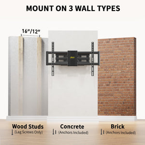 Alphamount Supporto TV Parete per 37-75 Pollici Schermi fino a 45 kg, Staffa tv con doppie braccia, girevole, estensione e inclinazione, supporto a parete con Max VESA 600x400 mm, APLF6-E