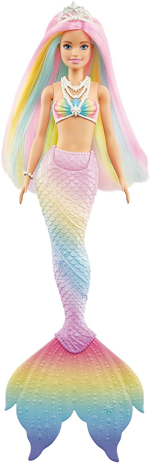 Barbie Bambola Sirena Cambia Colore con Capelli Arcobaleno, Giocattolo –