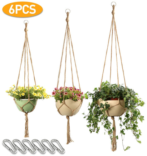 JamBer 6 Pezzi Macrame Plant Hanger Fatto a Mano Appeso Corda di Cotone... - Ilgrandebazar