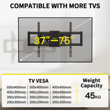 Carica l&#39;immagine nel visualizzatore di Gallery, Alphamount Supporto TV Parete per 37-75 Pollici Schermi fino a 45 kg, Staffa tv con doppie braccia, girevole, estensione e inclinazione, supporto a parete con Max VESA 600x400 mm, APLF6-E