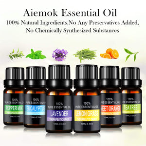 Oli Essenziali per Diffusori, Aiemok 100% Puro Olio Essenziale 6 Pezzi - Ilgrandebazar