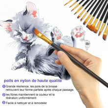 Carica l&#39;immagine nel visualizzatore di Gallery, 12 Pennelli per Dipingere,Set Pennelli Pittura in Nylon Art,Pennello Fine Pittura Penne a Punta Liscia,Corpo Penna in Legno Adatto per Vernici Acriliche, Acquerelli, Oli e Guachi