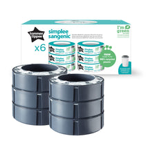 Carica l'immagine nel visualizzatore di Gallery, Tommee Tippee Simplee Sangenic Ricarica x 6, solo per contenitori Simplee Sangenic, fino a 180 pannolini 6 Unità Bianca