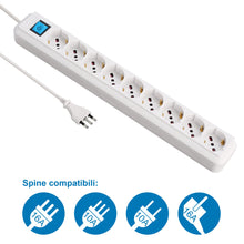 Carica l&#39;immagine nel visualizzatore di Gallery, Electraline 62079 Multipresa 9 Posti Polivalenti (Schuko + 10/16A) con Bianco - Ilgrandebazar