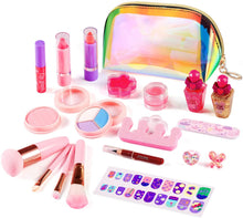 Carica l&#39;immagine nel visualizzatore di Gallery, ARANEE 21PCS Set da trucco per bambini per bambina, kit giocattolo trucco lavabile con borsa cosmetica glitter
