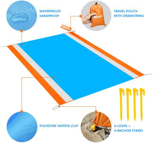 Carica l&#39;immagine nel visualizzatore di Gallery, OUSPT Coperta da Spiaggia, Tappetino da Picnic Anti Sabbia 210 * 200CM Portatile Impermeabile con Reticule e 4 Picchetti Fixed per Picnic, Spiaggia, Escursionismo, Campeggio e Altro