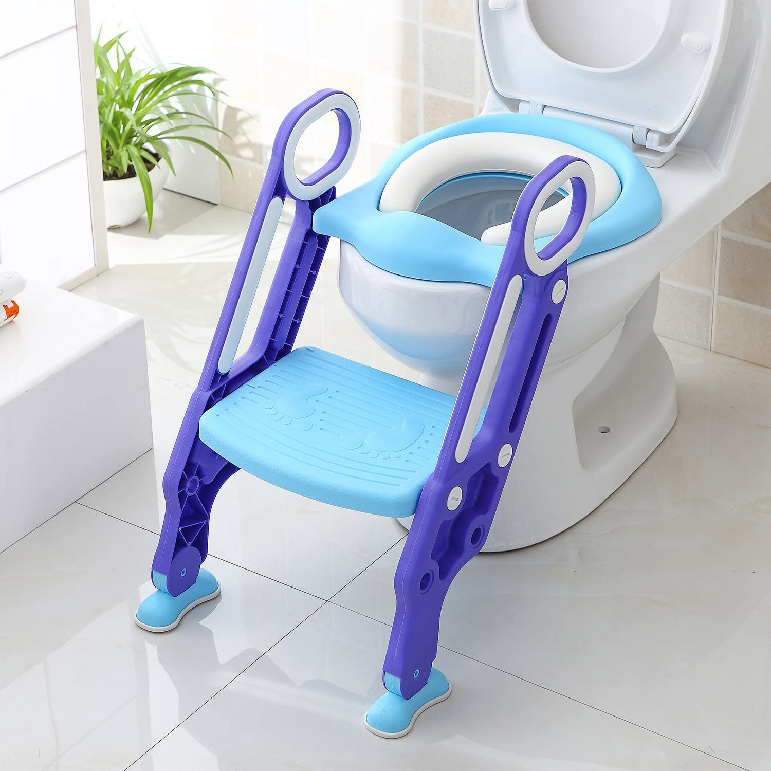 BAMNY Riduttore WC per Bambini con Scaletta Pieghevole, Kit Toilette T –