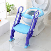 Carica l'immagine nel visualizzatore di Gallery, BAMNY Riduttore WC per Bambini con Scaletta Pieghevole, Kit Toilette Trainer Step Up con Cuscino Tenero Modello Universale (Azzurro)