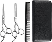 Carica l'immagine nel visualizzatore di Gallery, forbici in acciaio INOX forbici professionali da barbiere Haircut set con pettine e PU con custodia