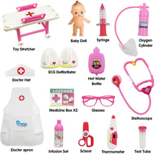 Carica l&#39;immagine nel visualizzatore di Gallery, Victarvos Kit Dottore Giocattolo per Bambini 3 Anni, Medico Dottoressa Giocoin con Luci e Suono in Rosa, Giochi di Ruolo per Bambina, Bambola Giocattolo, 15 Pezzi