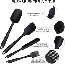 Carica l&#39;immagine nel visualizzatore di Gallery, G.a HOMEFAVOR Spatole in Silicone, Set 6 PCS Spatola da Cucina Utensili, Resistente al Calore Antiaderenti Utensili da Cucina in Silicone, Compreso Cucchiaio in Silicone, Pennelli da Cucina ECC, Nero