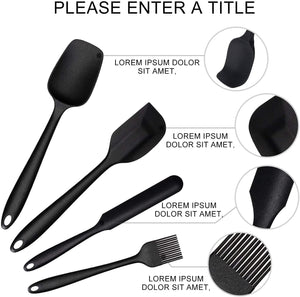 G.a HOMEFAVOR Spatole in Silicone, Set 6 PCS Spatola da Cucina Utensili, Resistente al Calore Antiaderenti Utensili da Cucina in Silicone, Compreso Cucchiaio in Silicone, Pennelli da Cucina ECC, Nero