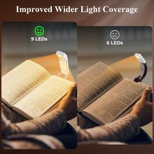 Carica l'immagine nel visualizzatore di Gallery, Alyvisun Luce da Lettura, 3 Modalità di Colore e 5 Livelli di Luminosità Regolabili, [Funzione Timer e Ricaricabile via USB], Lampada da Libro con Clip, Autonomia 80 ore (bianco)