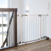 Carica l&#39;immagine nel visualizzatore di Gallery, Hauck Open&#39;n Stop Cancelletto di Sicurezza 96 - 101 cm, Estensione 21 cm a pressione, senza fori, Compatibile con Estensioni Separate e Adattatore Y, Metallo, Bianco, Per ringhiere rotonde