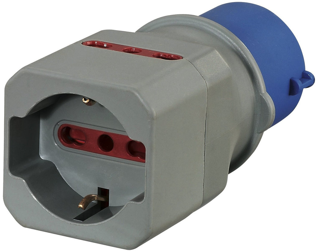Electraline 80864 Adattatore Industriale da CEE a Schuko 2 Prese 10/16A Blu - Ilgrandebazar