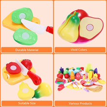 Carica l&#39;immagine nel visualizzatore di Gallery, joylink Taglio Frutta e Finti Alimenti, 42pcs Cucina Cibo Giocattoli Accessori da Cucina Giocattoli di Plastica per Tagliare Verdure Frutta Giocattolo Educativo Bambini 3+ Anni
