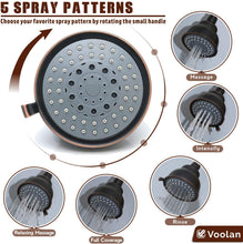 Carica l'immagine nel visualizzatore di Gallery, Soffione Doccia ad Alta Pressione, Voolan Doccetta 10 cm Fissa in Bagno, 5 Modalità di Spruzzo e Soffione Regolabile in Bronzo, Adatto Anche a Bassa Pressione Acqua (Senza Braccio Doccia)
