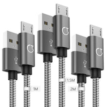 Carica l'immagine nel visualizzatore di Gallery, Cavo Micro USB,Gritin[3 Pezzi:1m,1.5m,2m] Nylon Intrecciato USB Micro... - Ilgrandebazar