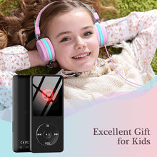Carica l&#39;immagine nel visualizzatore di Gallery, Wodgreat Lettore MP3, MP3 Player Multifunzione Bambini Lettore Musicale Portatile con Scheda SD da 32 GB, Mini Lettore MP4 con Radio Video E-Book, HiFi Sound Schermo LCD da 1,8 pollici (nero) 32GB